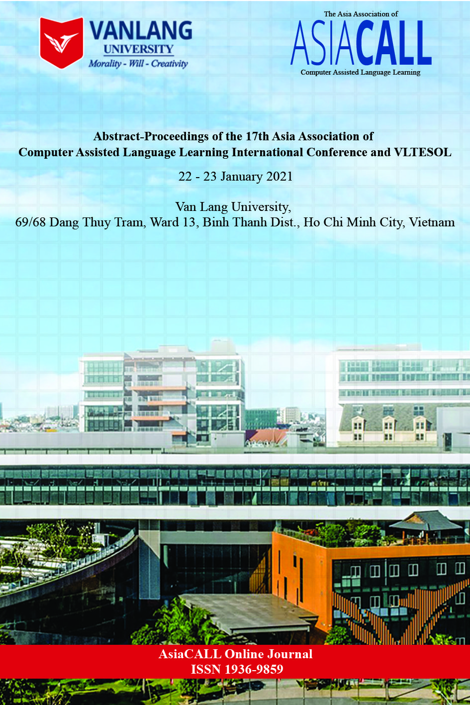                     View Vol. 12 No. 1 (2021): Abstracts of the 17th AsiaCALL International Conference & VLTESOL
                